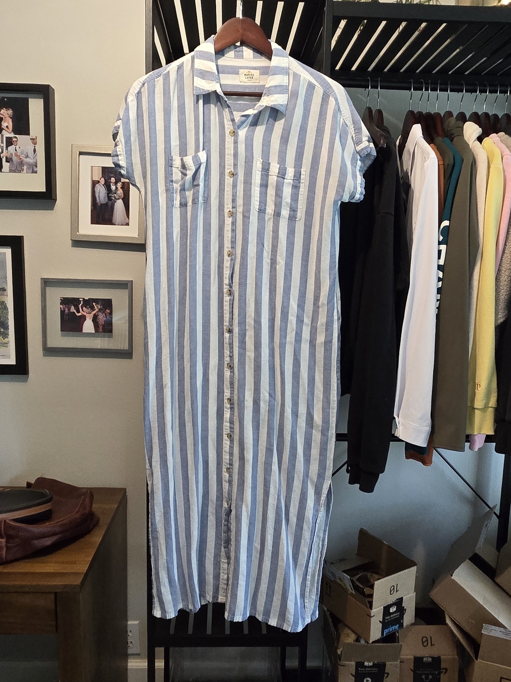 Marine Layer blue/white striped dress/swimsuit coverup